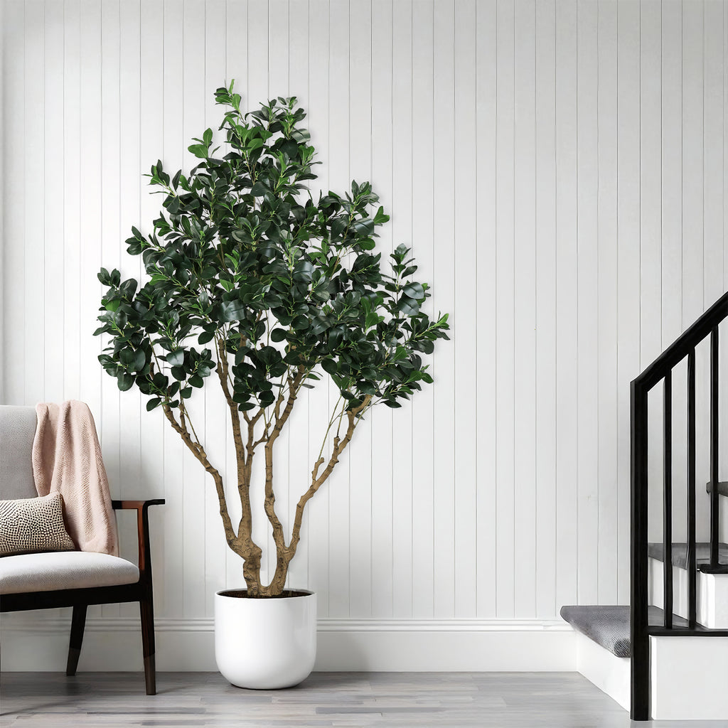 7.2FT Tall Artificial Silk Tree Large Faux Greenery Plant with Lifelike Leaves for Indoor Outdoor Home Office Decoration Potted Fake Plant, 1pc/set