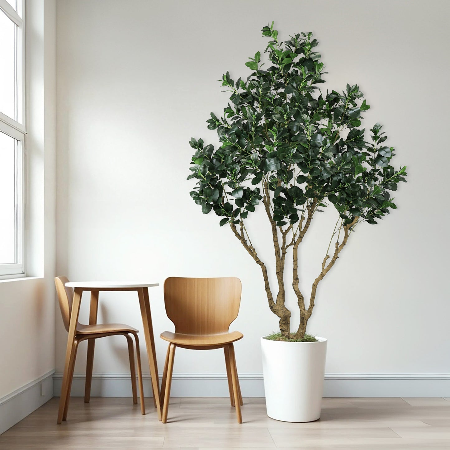 7.2FT Tall Artificial Silk Tree Large Faux Greenery Plant with Lifelike Leaves for Indoor Outdoor Home Office Decoration Potted Fake Plant, 1pc/set