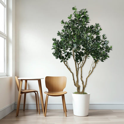 7.2FT Tall Artificial Silk Tree Large Faux Greenery Plant with Lifelike Leaves for Indoor Outdoor Home Office Decoration Potted Fake Plant, 1pc/set