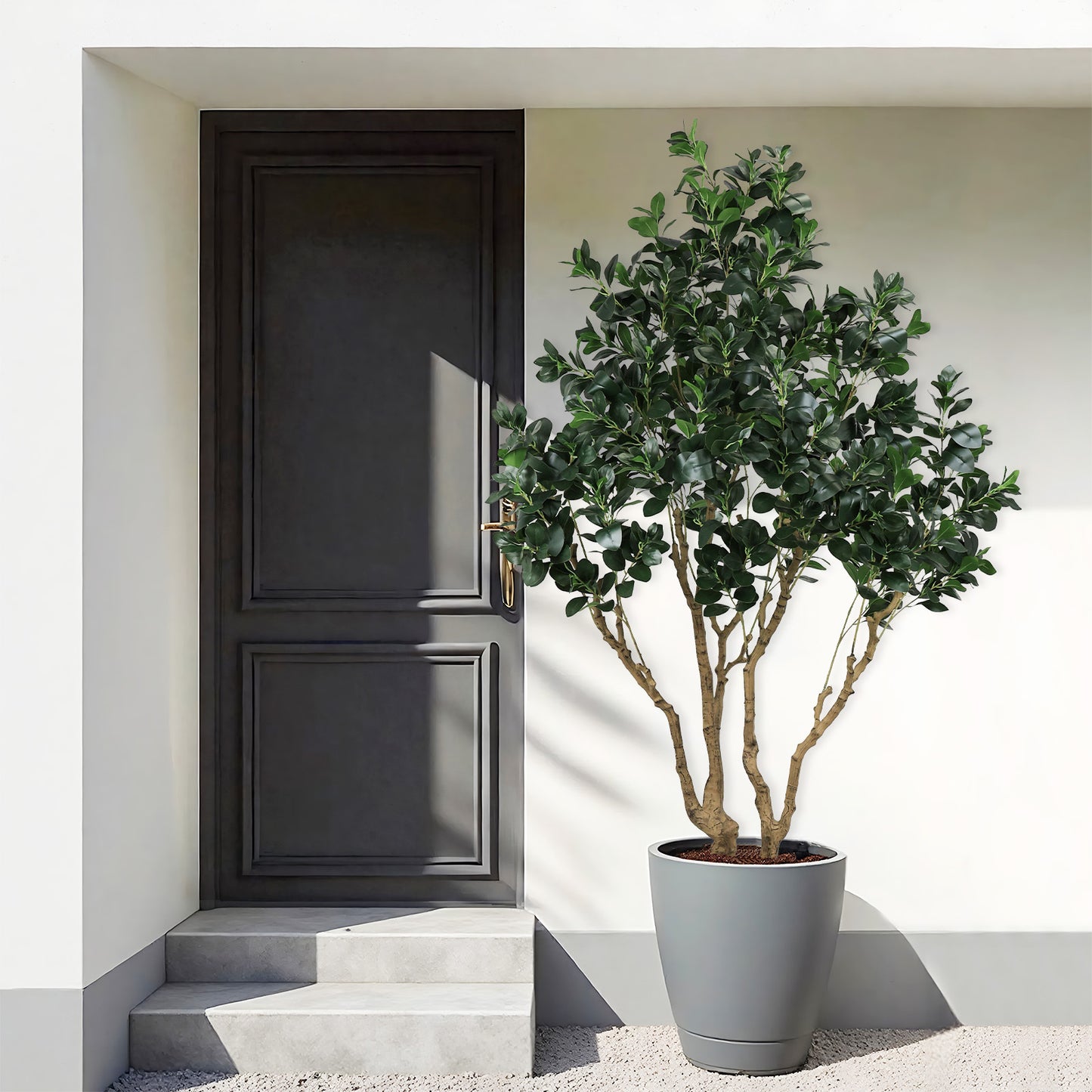 7.2FT Tall Artificial Silk Tree Large Faux Greenery Plant with Lifelike Leaves for Indoor Outdoor Home Office Decoration Potted Fake Plant, 1pc/set