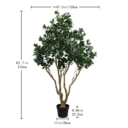7.2FT Tall Artificial Silk Tree Large Faux Greenery Plant with Lifelike Leaves for Indoor Outdoor Home Office Decoration Potted Fake Plant, 1pc/set