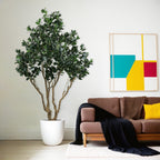 7.2FT Tall Artificial Silk Tree Large Faux Greenery Plant with Lifelike Leaves for Indoor Outdoor Home Office Decoration Potted Fake Plant, 1pc/set