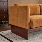 Modern 3 Seater Boucle Sofa with Solid Wood Base.