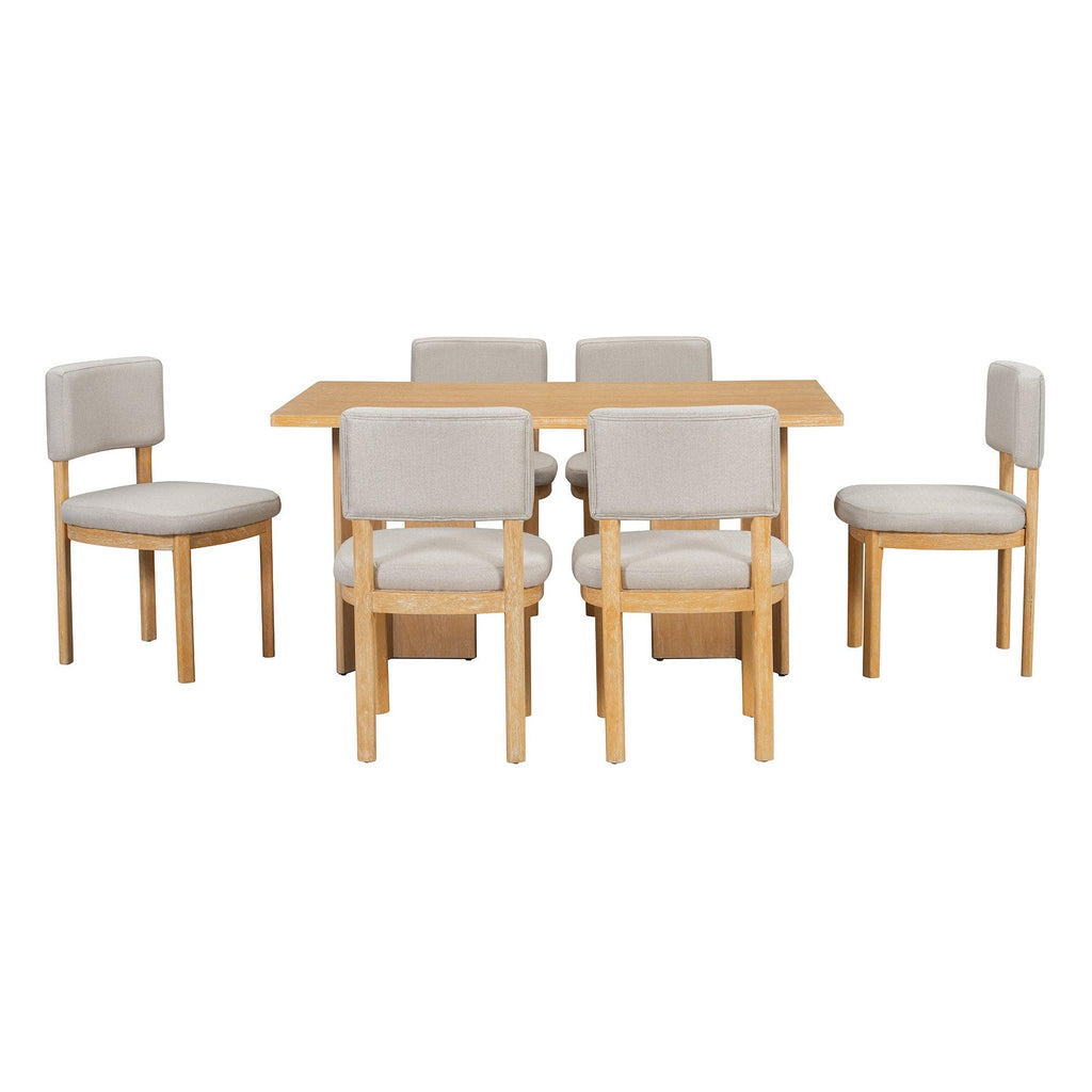 TREXM Farmhouse Wood Dining Table Set for 6 with Chairs.
