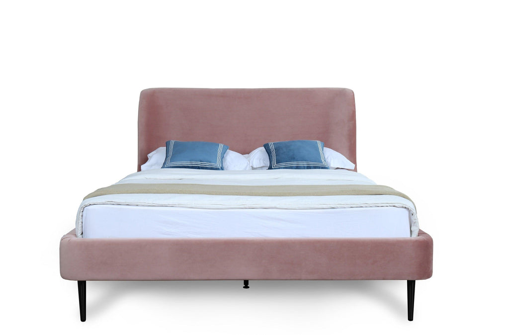 Mid-Century Full Bed in Blush and Black.