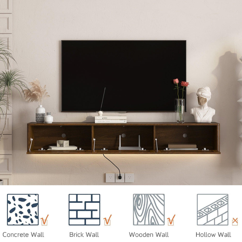 Floating TV Stand with LED Lights for Living Room.