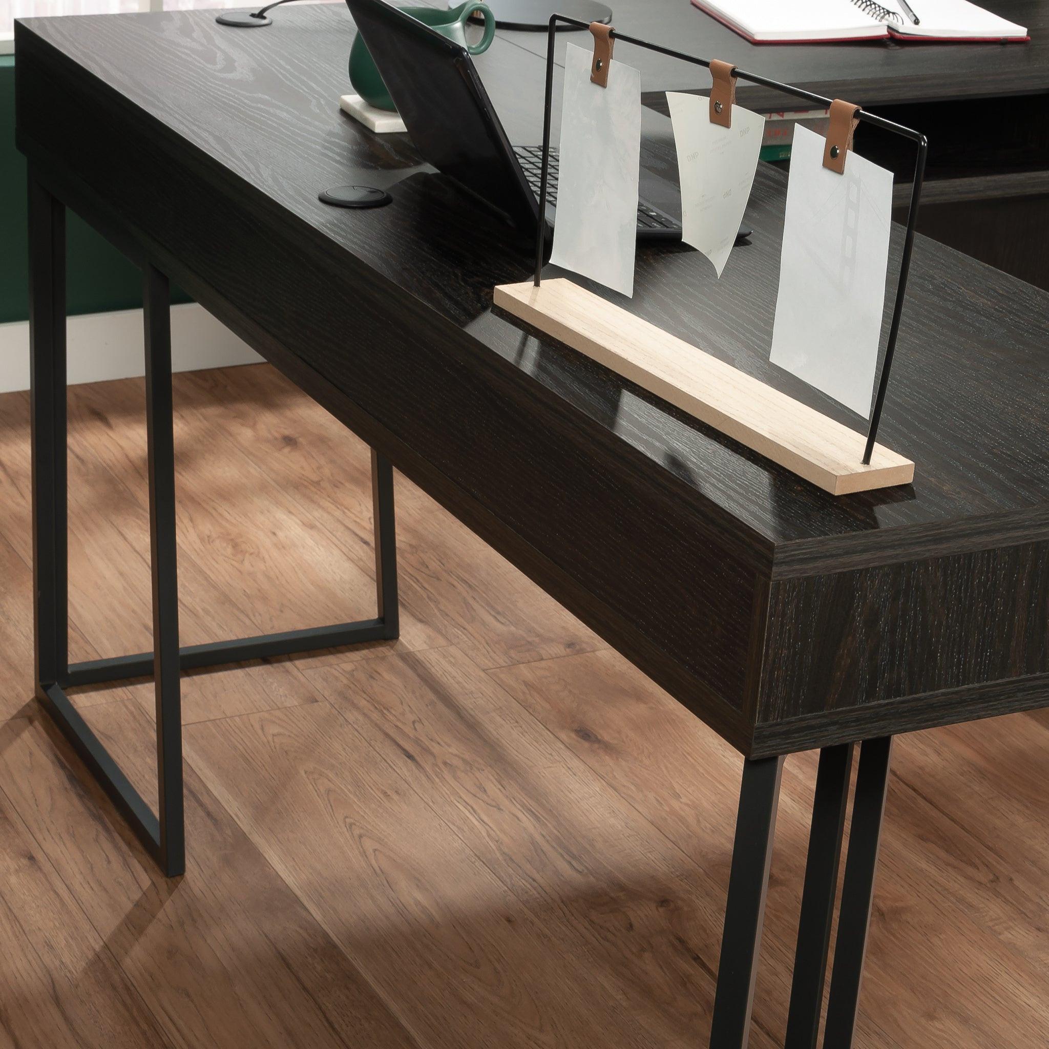 L-Shaped Desk with 2 Drawers and Cubbyholes.