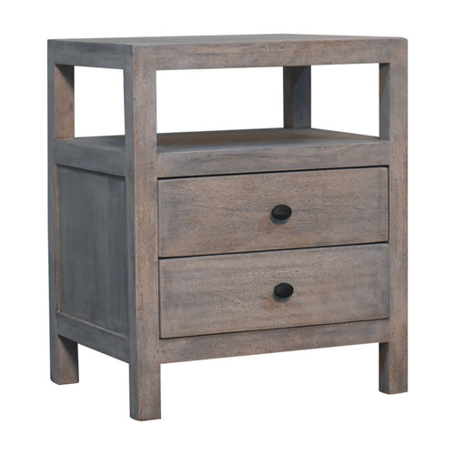 Acid Wash 2-Drawer Open Bedside