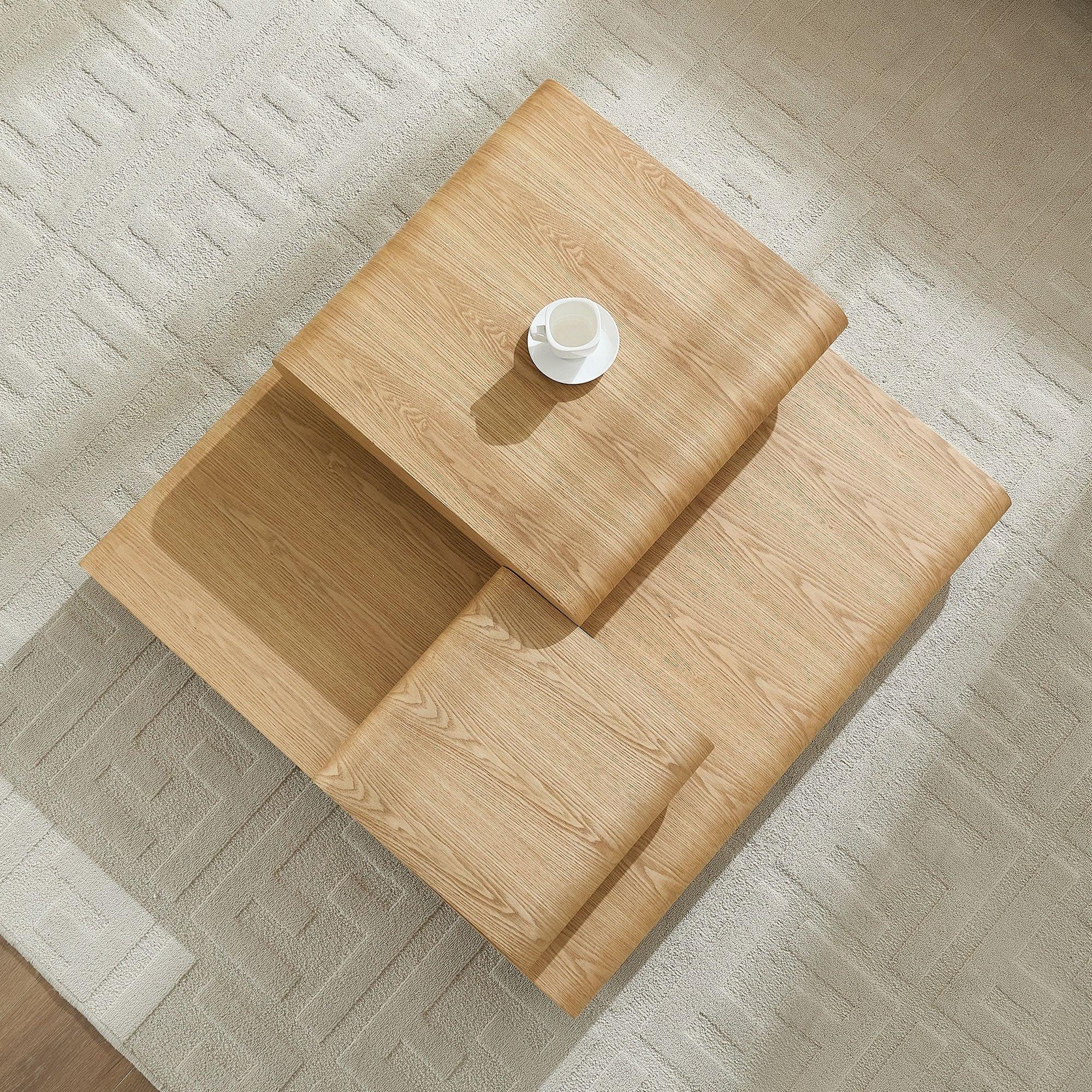 3-Piece Modular Stacking Coffee Table with Natural Look.