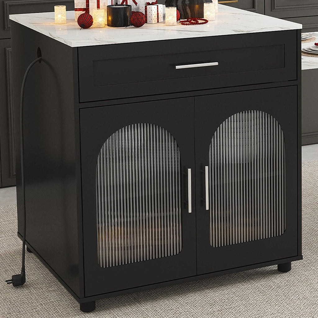 Expandable Kitchen Island with Power Outlet & Storage.