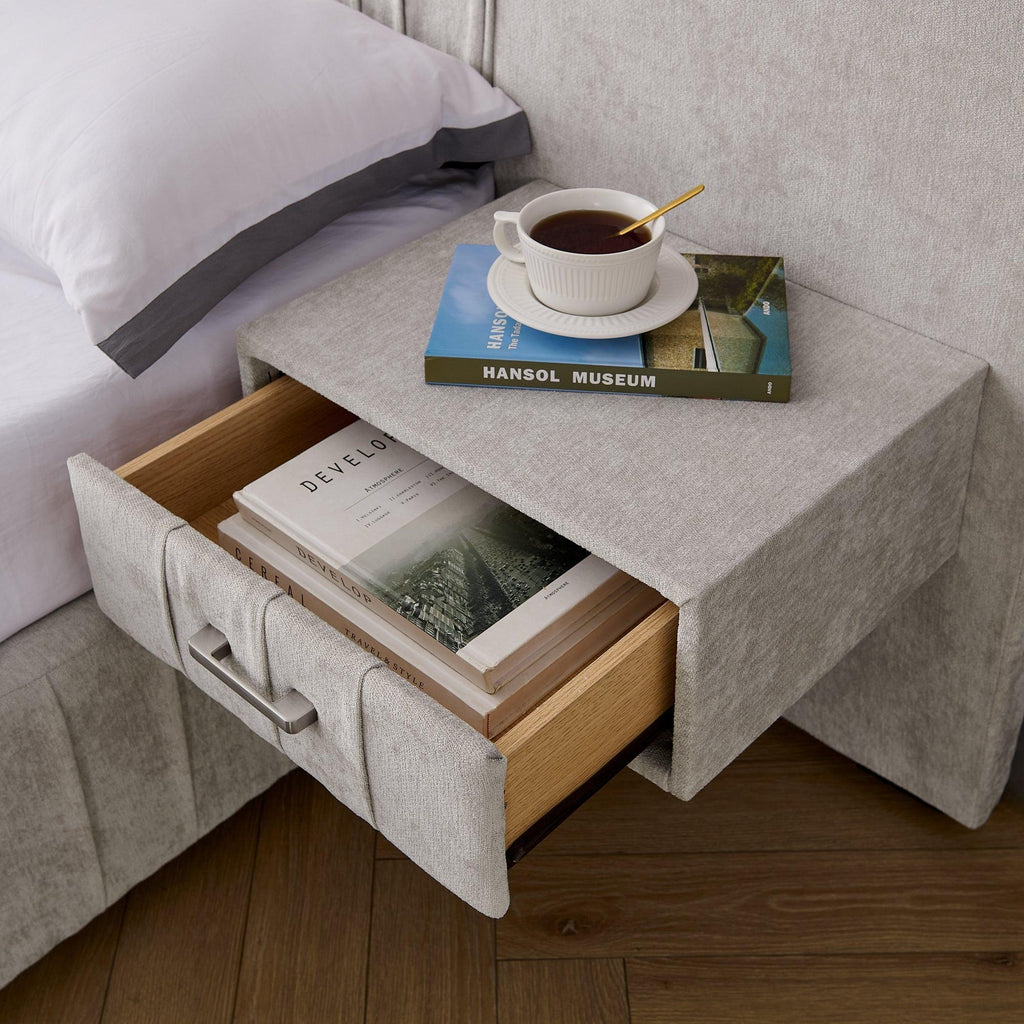 Elegant Queen Upholstered Bed Frame with Headboard.