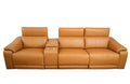 4-Piece Modular Leather Sofa with Cup Holders for Living Room.