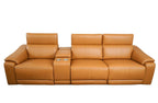 4-Piece Modular Leather Sofa with Cup Holders for Living Room.