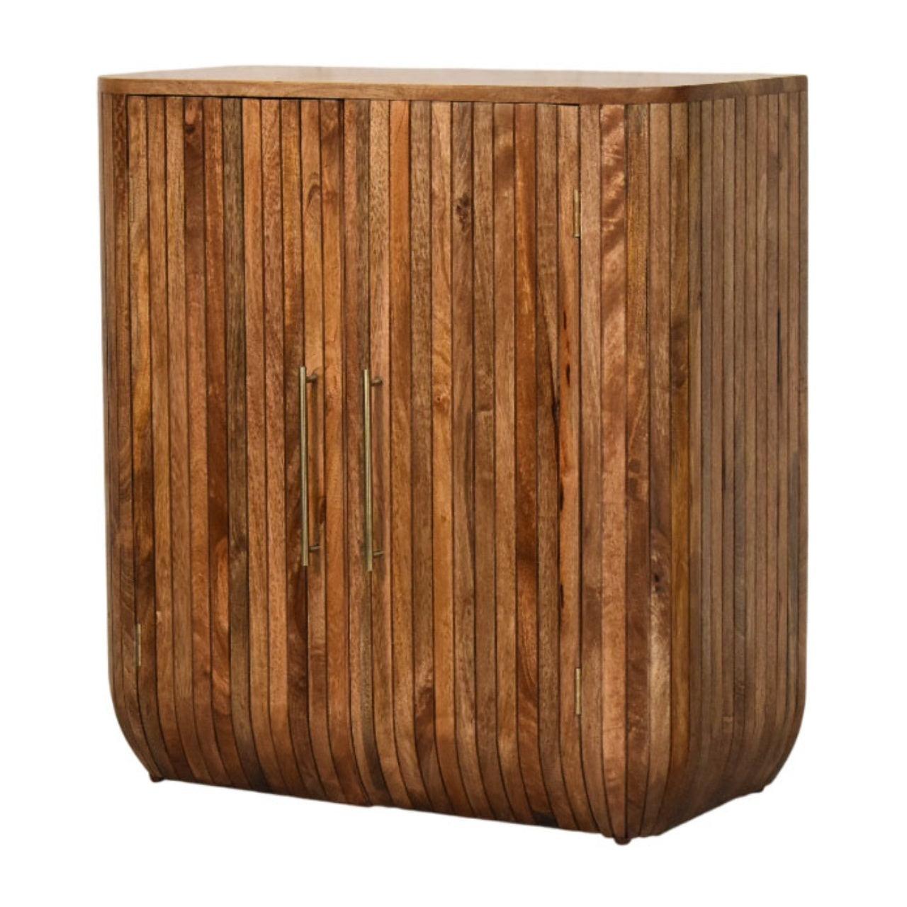 Solid Wood Fluted Curve Cabinet for Modern Interiors.