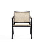 Hamlet Cane Back Wood Accent Armchair in Black and Natural