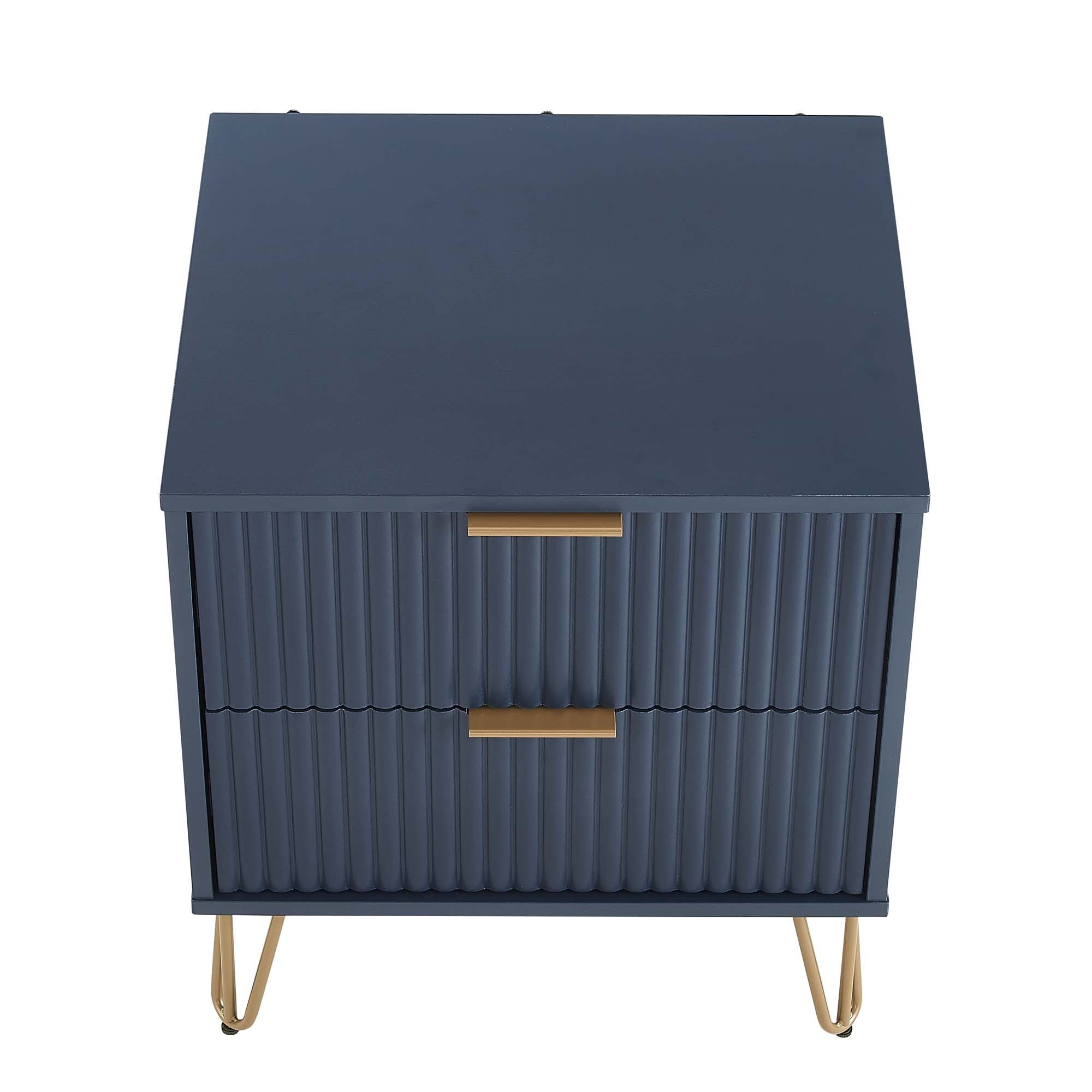 Dumbo 20' Fluted Nightstand in Midnight Blue (2-Drawer)