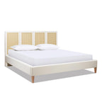 Toscana King Upholstered Cane Bed, Antique White.