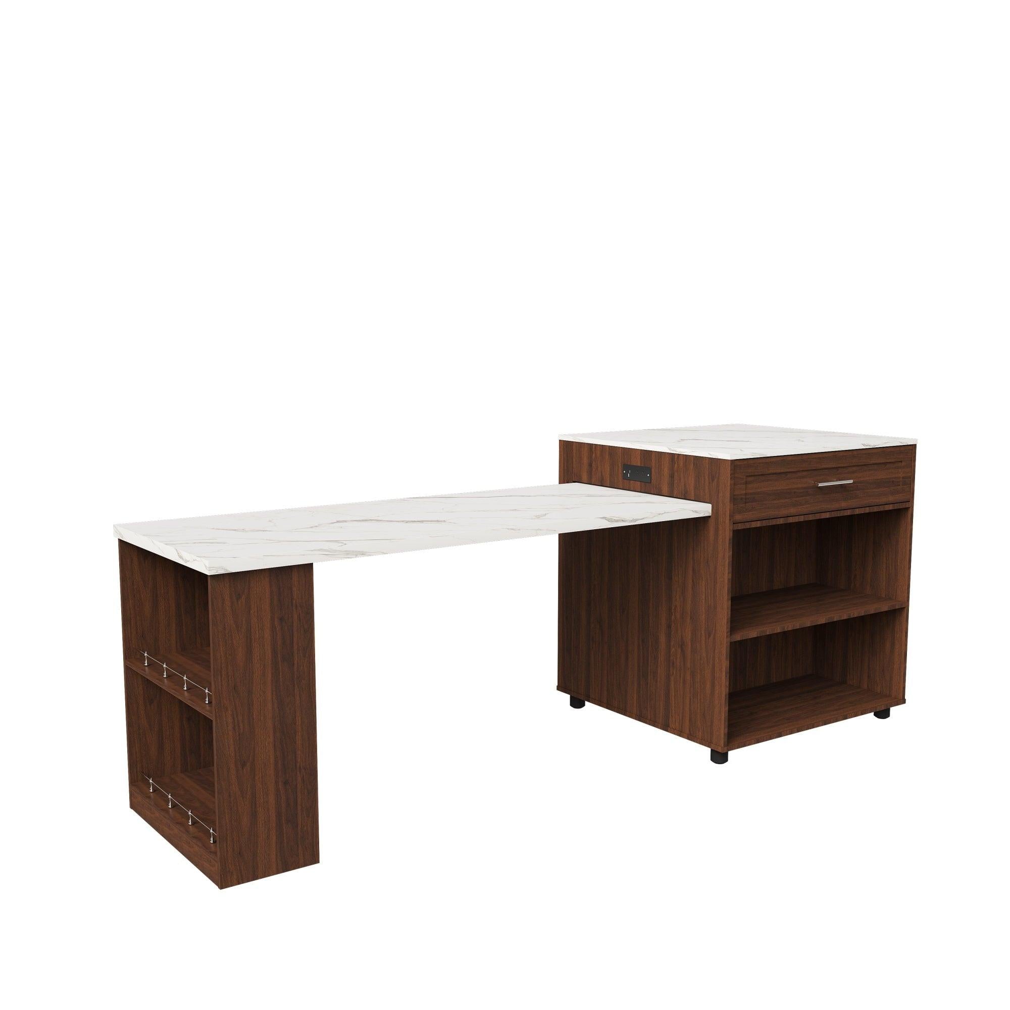80-inch Expandable Kitchen Island with Dining Table.