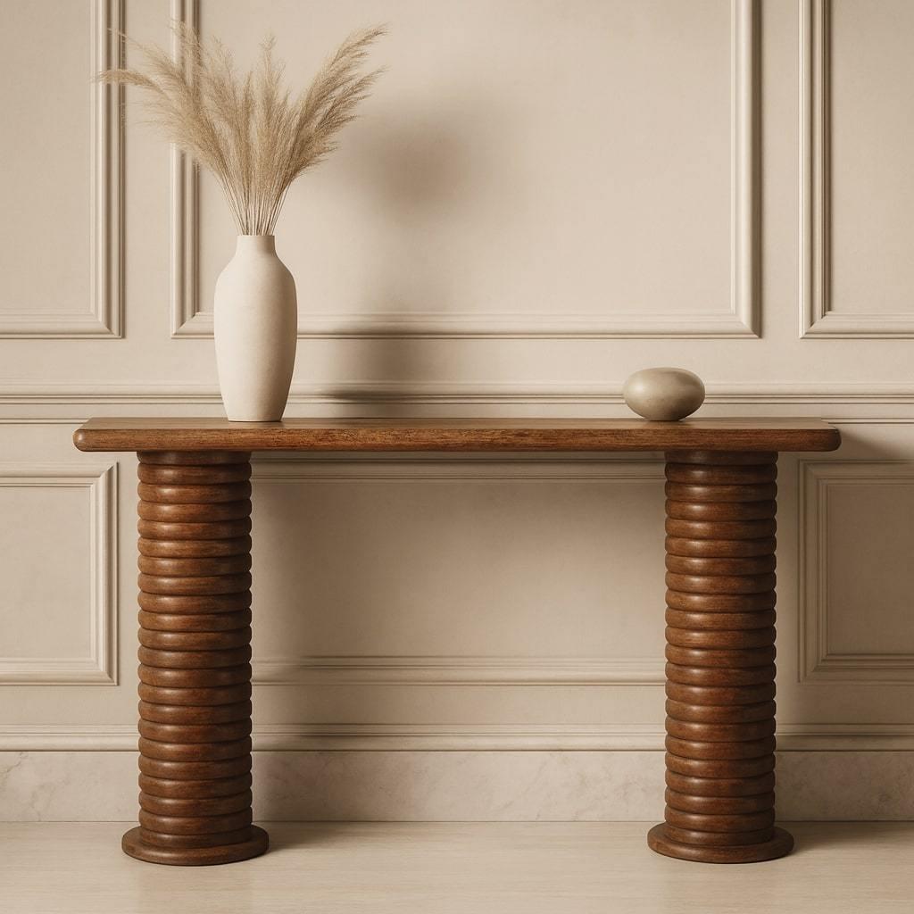 Solid Wood Console Table - Artisan Furniture Sculpted Legs.