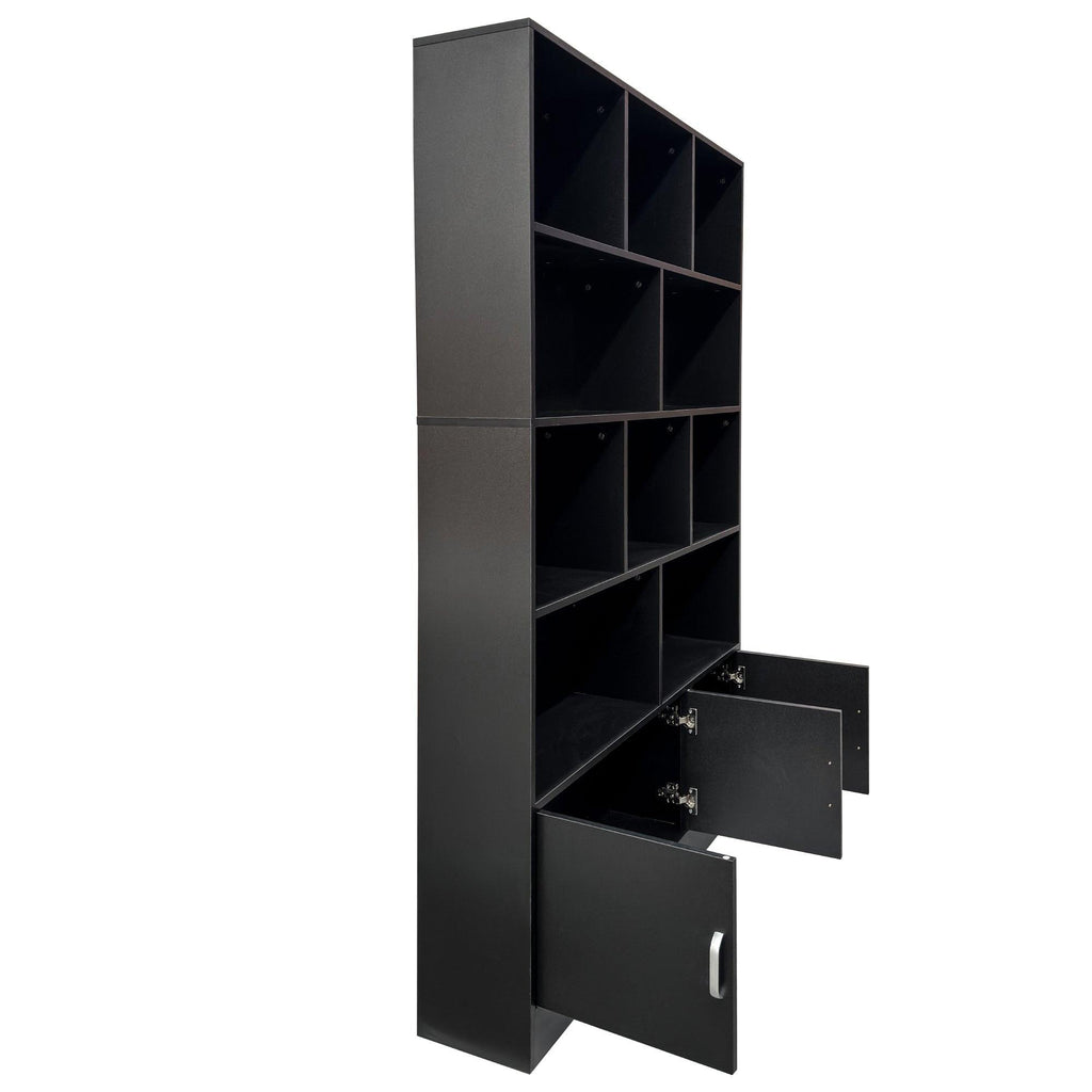 70.87' Tall Bookshelf with 10 Cubes and Cabinet.