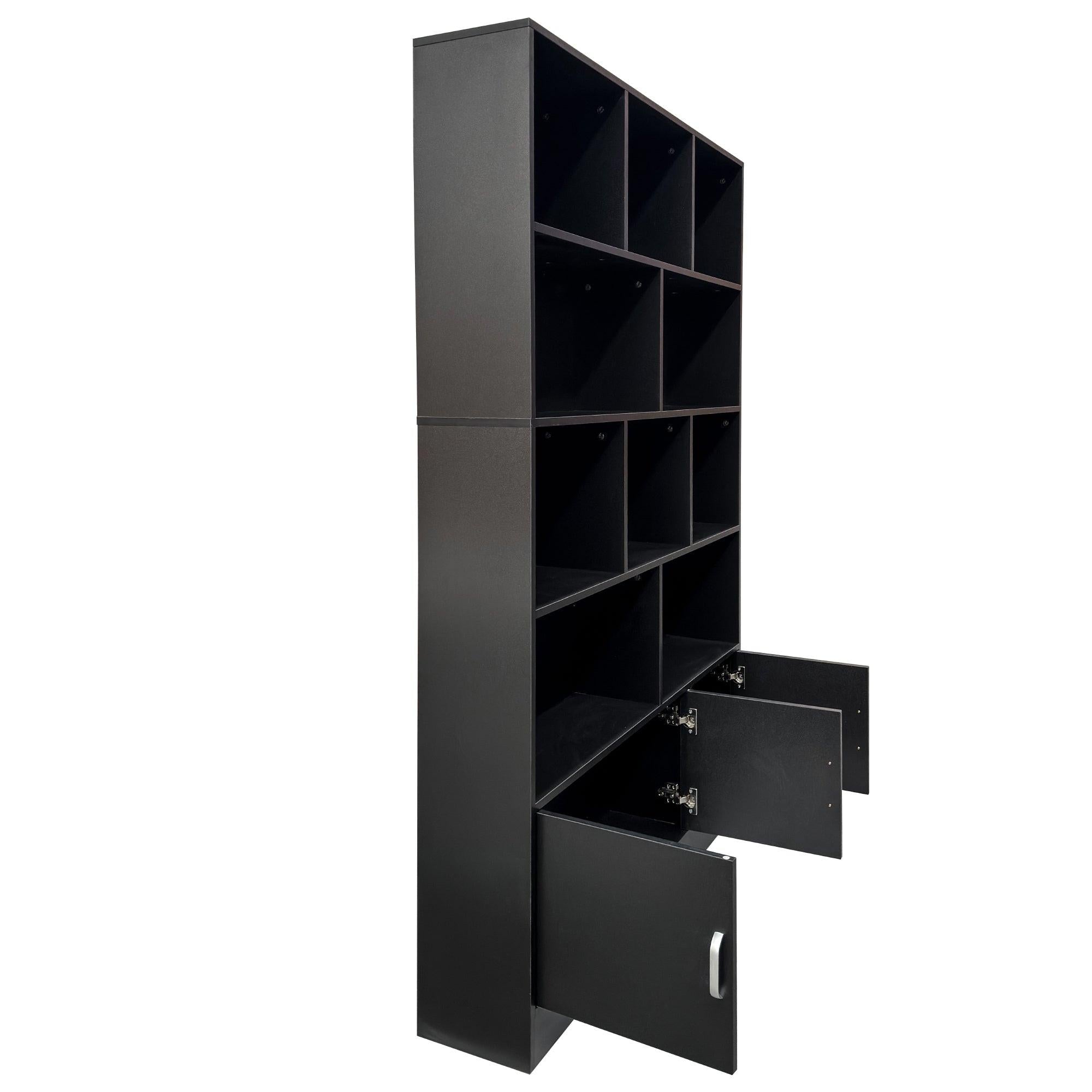 70.87' Tall Bookshelf with 10 Cubes and Cabinet.