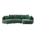 Oversized Green Boucle 5-Seater Curved Sectional Sofa with Right Chaise