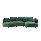 Oversized Green Boucle 5-Seater Curved Sectional Sofa with Right Chaise