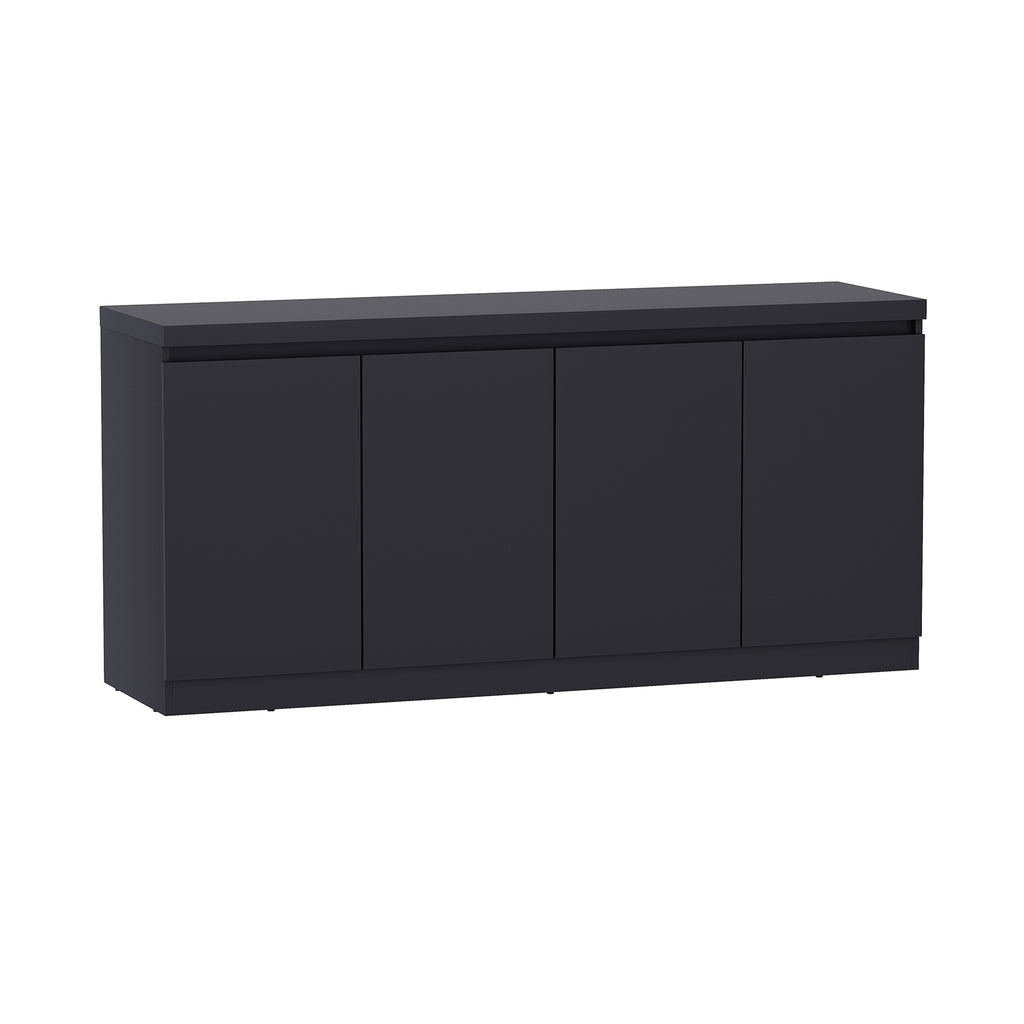 Angled front view of the Viennese 62' Sideboard in black with clean lines. Modern storage solution for dining rooms or entryways.