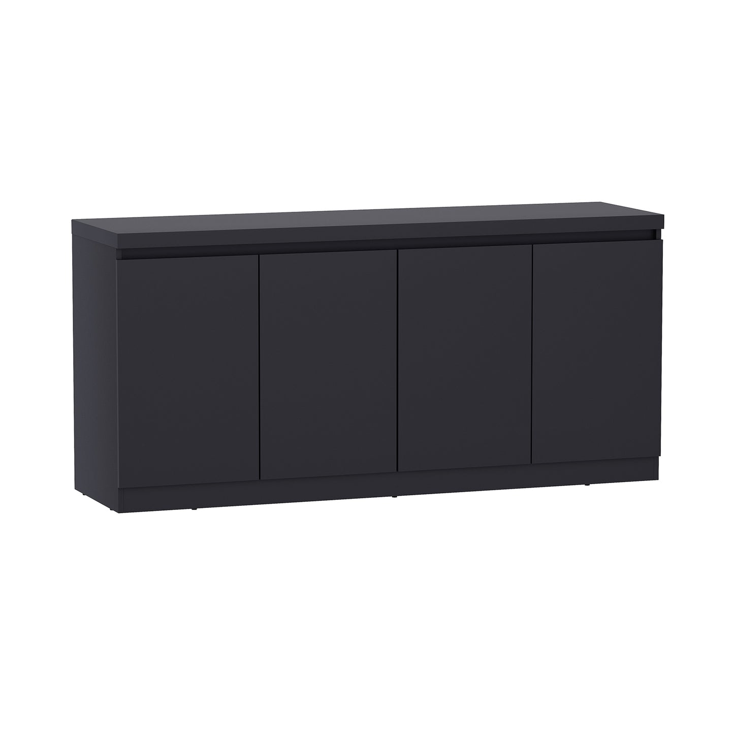 Angled front view of the Viennese 62' Sideboard in black with clean lines. Modern storage solution for dining rooms or entryways.