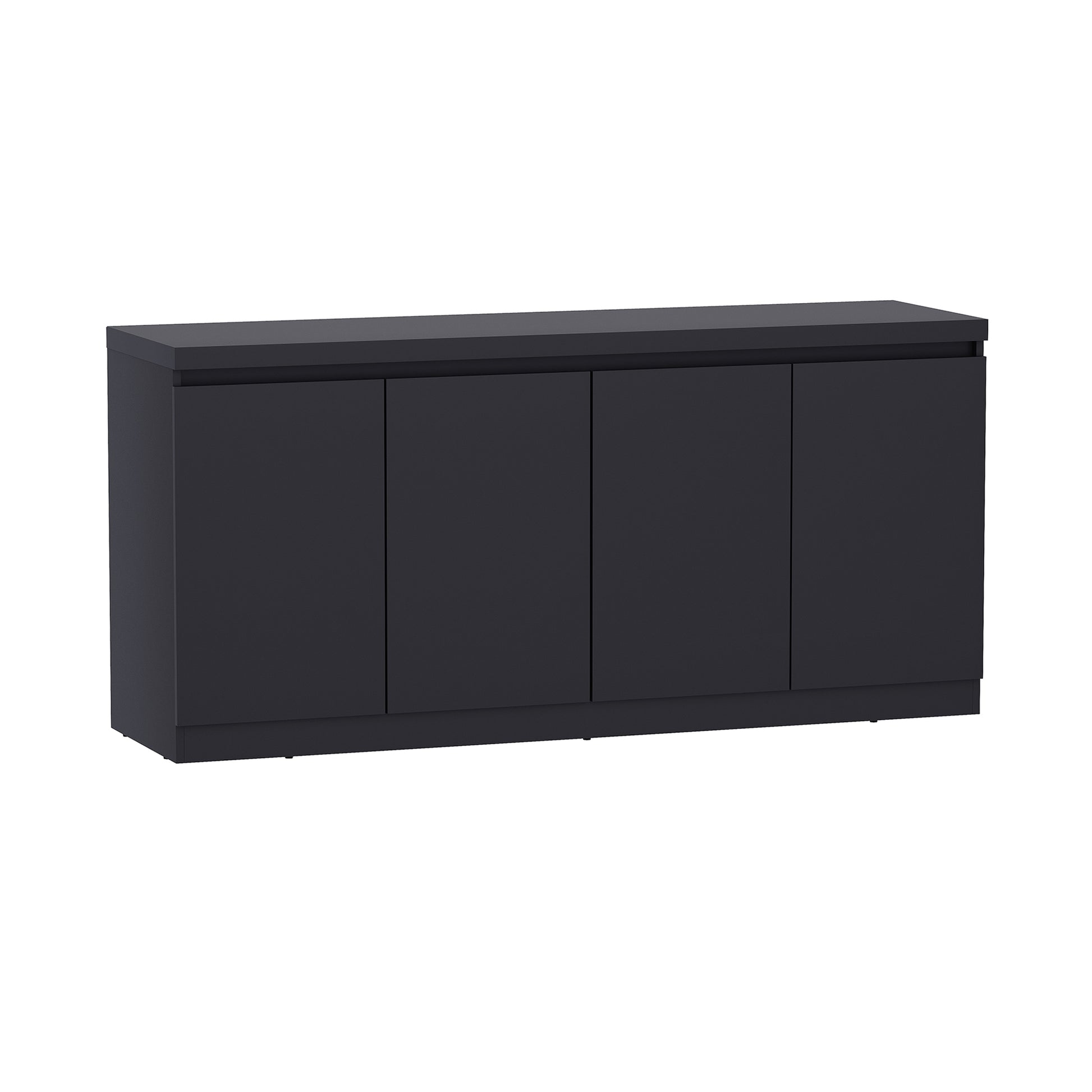 Angled front view of the Viennese 62' Sideboard in black with clean lines. Modern storage solution for dining rooms or entryways.