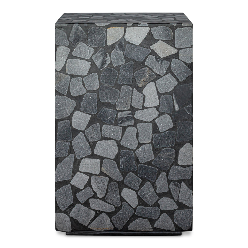 Kiri Square Black Stone Outdoor Side Table - 22 Inch Height