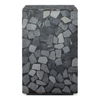 Kiri Square Black Stone Outdoor Side Table - 22 Inch Height