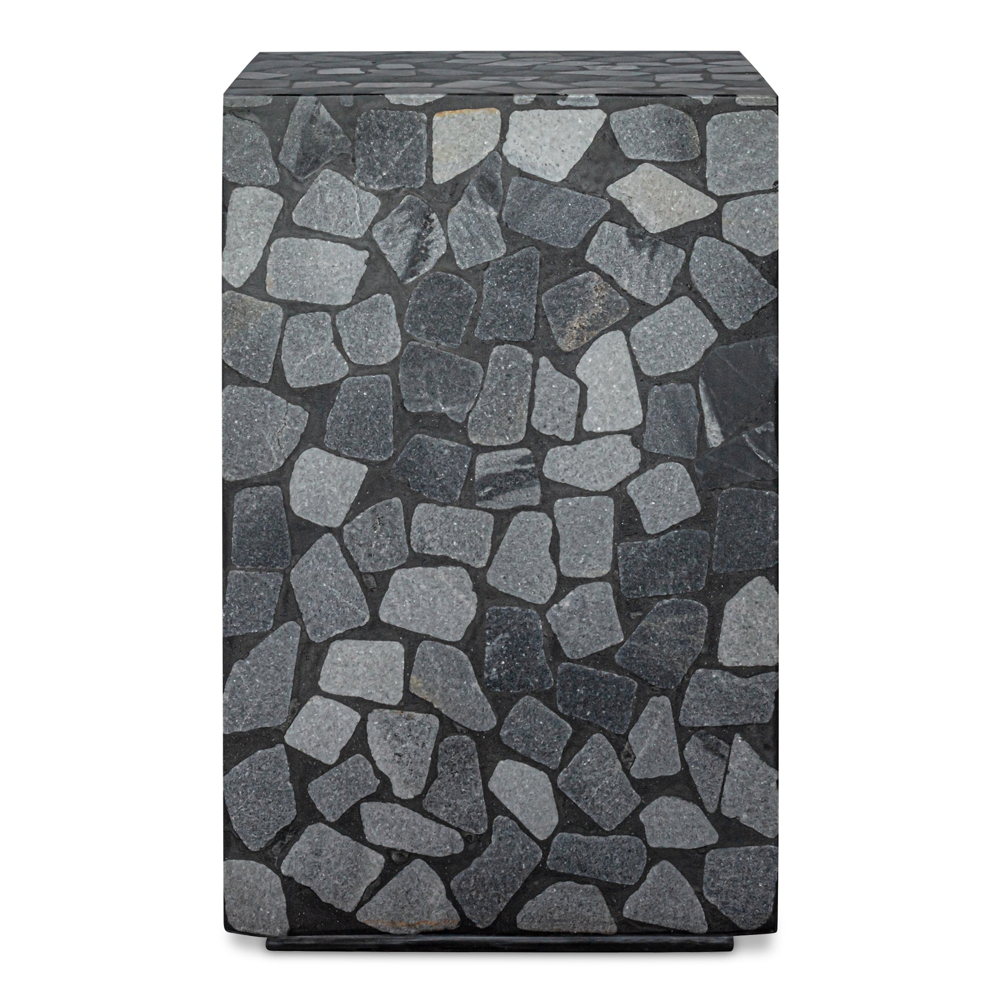 Kiri Square Black Stone Outdoor Side Table - 22 Inch Height
