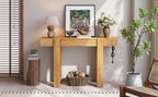 Rustic Wood Console Table with Outlet & Hidden Drawer.