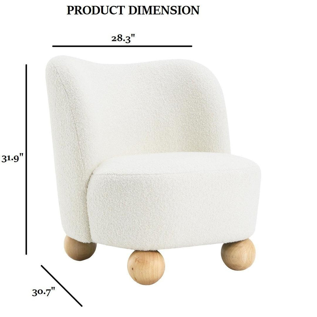 Boucle Upholstered Accent Chair with Curved Back.