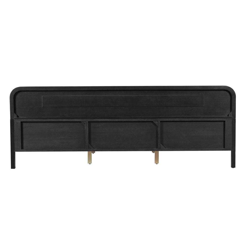 Solid Wood King Size Bed - Black Pine Design.