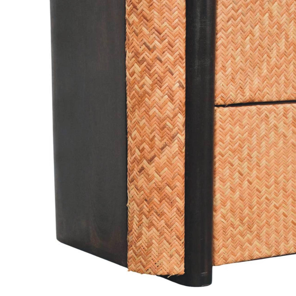 Solid Wood Havana Weave 3 Drawer Chest,Brown.
