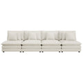 Modular Corduroy Sofa Beige - Stylish and Comfortable with six seats and detachable pillows, ideal for spacious living rooms.