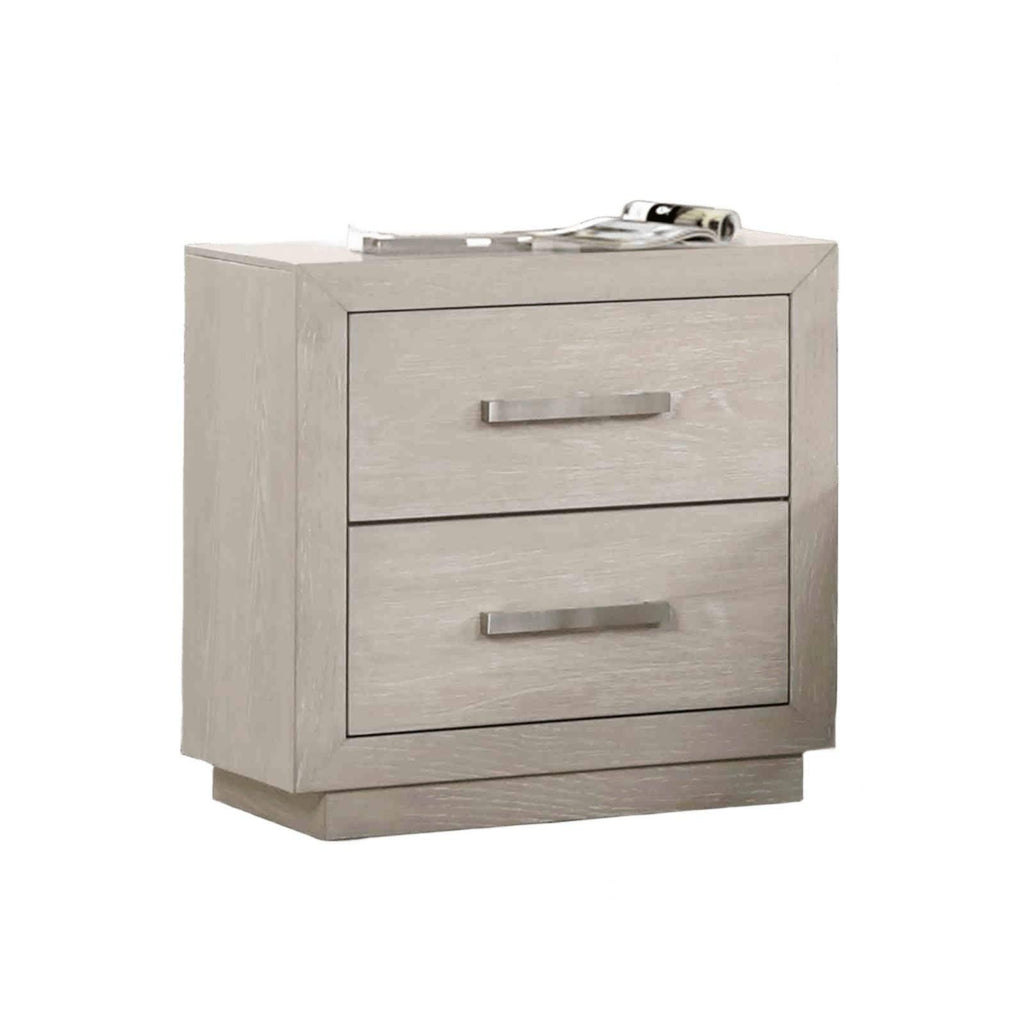 3pc King Size Bed Set with LED Nightstands - Light Grey.