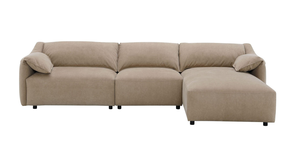 Veata Suede Sectional Sofa in Light Brown.