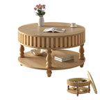 Mid-Century Modern Fluted Coffee Table with Storage.