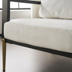 Mid-Century Modern Armchair - White Velvet and Gold Legs.