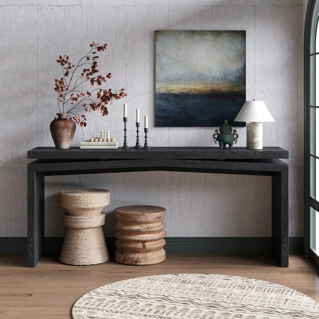 65-Inch Rustic Solid Wood Console Table for Entryways.