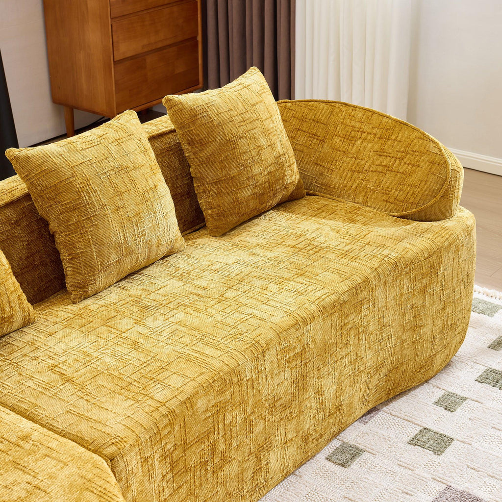 Yellow Chenille L-Shaped Sofa with Comfort and Style.
