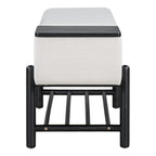 TREXM Farmhouse Upholstered Storage Bench with Hidden Compartment, Modern Entryway Bench for Living Room, Entryway, and Hallways (Black)