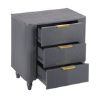 Mid-Century Nightstand with 3 Drawers in Dark Gray.