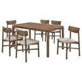 Svenstra Natural Walnut 7-Piece Wood Dining Set with Beige Chairs