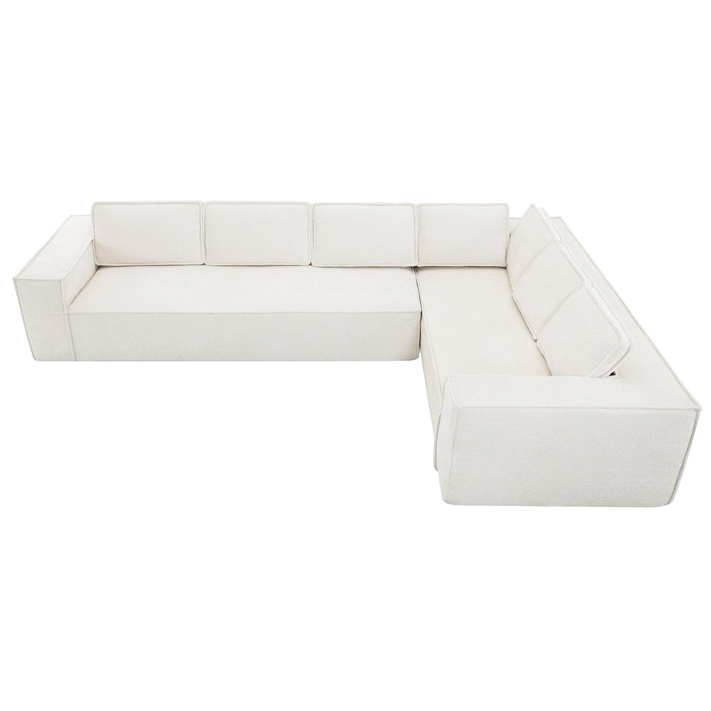 Minimalist Modular Sectional Sofa with Wrinkle-Resistant Fabric.