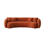 102-Inch 5-Seater Boucle Curved Sofa in Orange with Throw Pillows