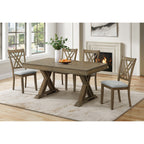 Amador Dining Chairs set around a matching wood table in a bright dining room, perfect for contemporary homes.